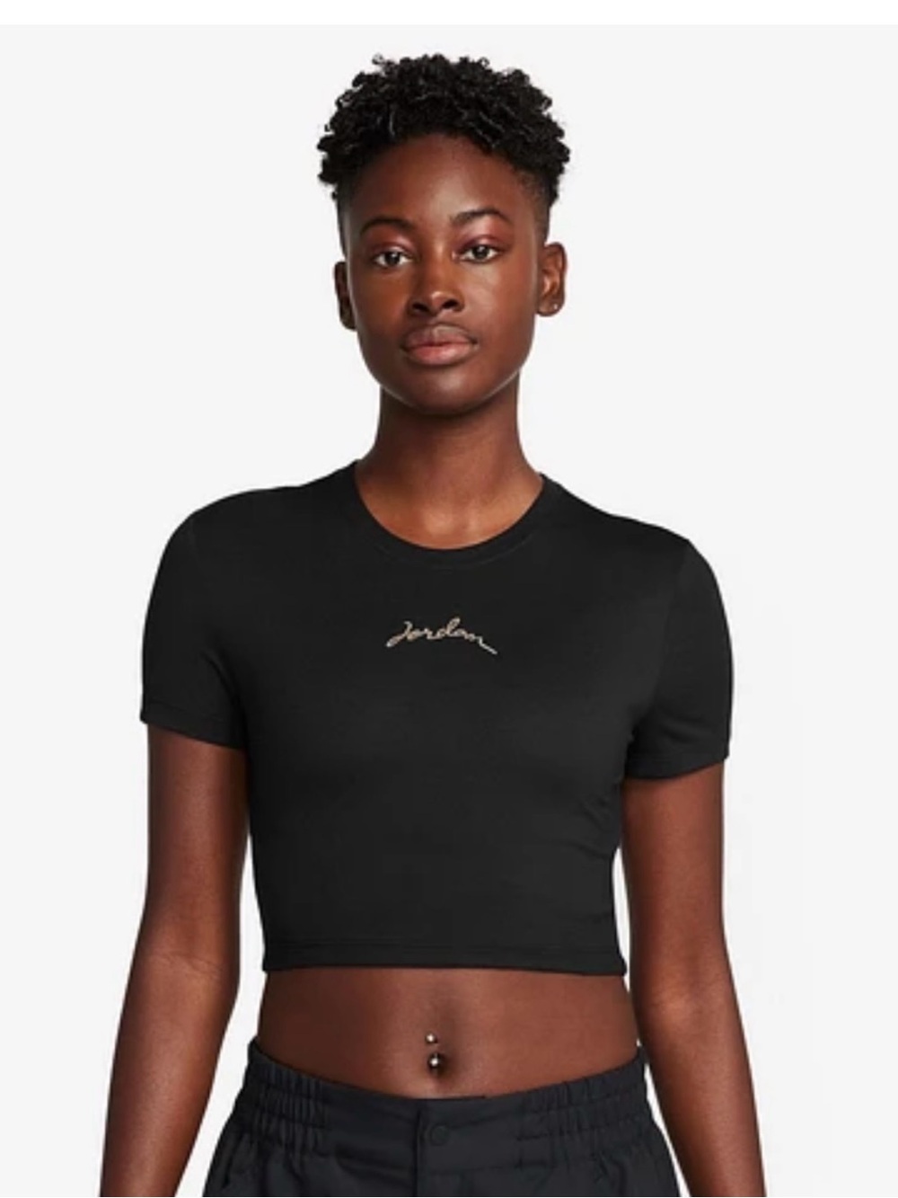 JORDAN SLIM CROPPED T-SHIRT (BLACK/LEGEND MEDIUM BROWN)